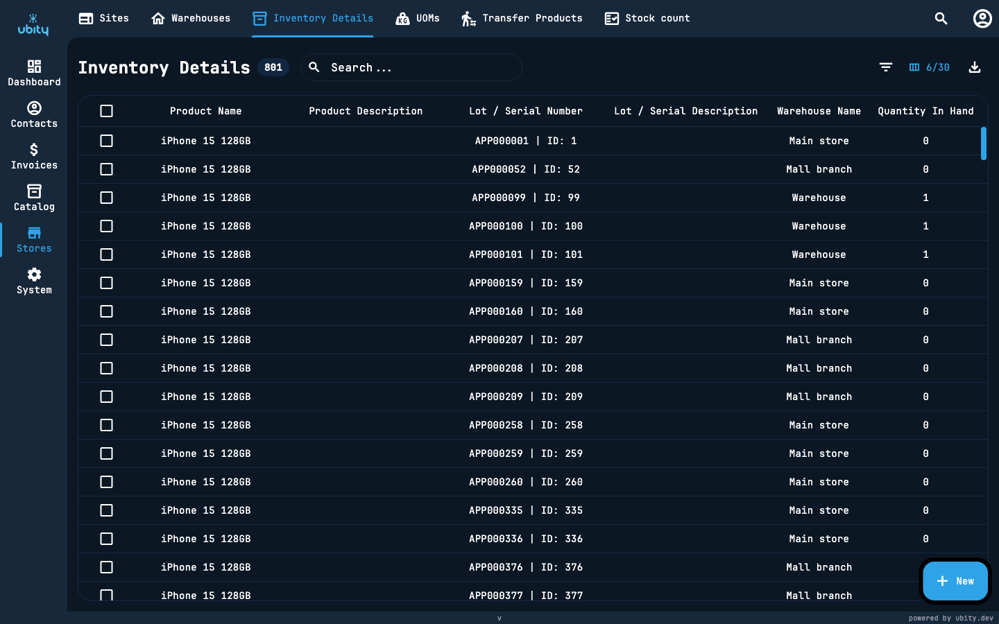 Screen of the app